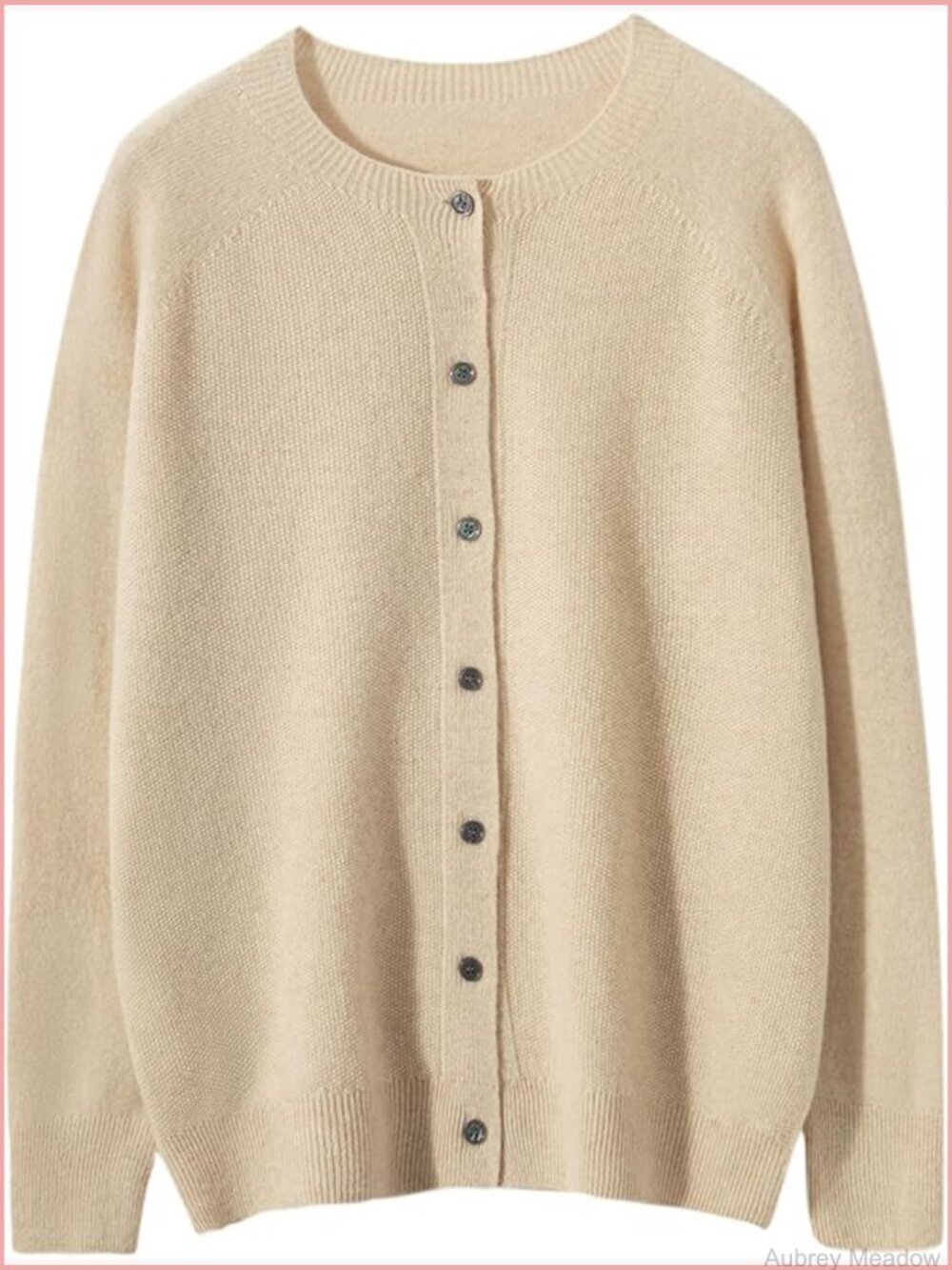 100% Merino Wool Cardigan Sweater Crew Neck Button Down